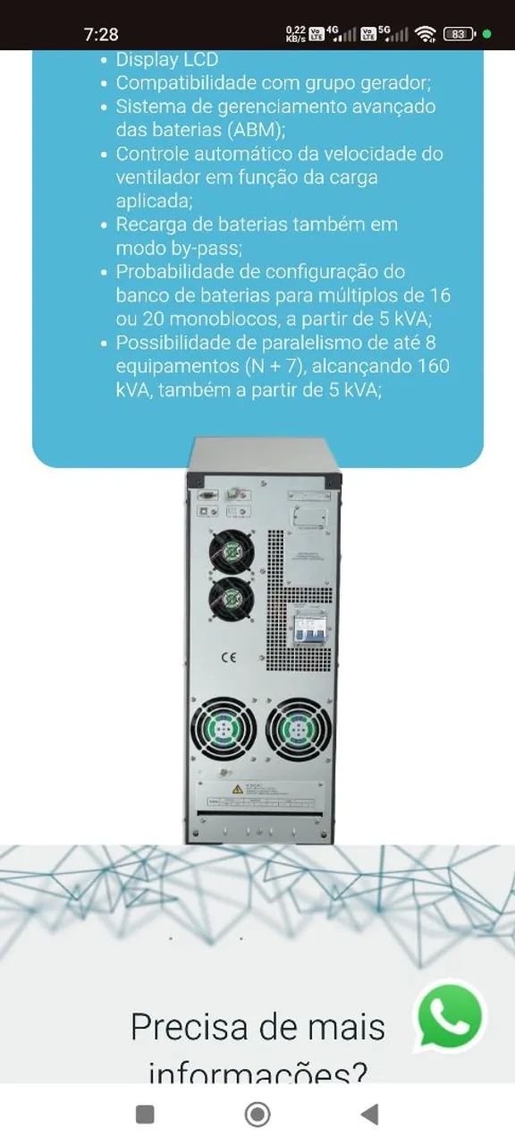 Nobreak 3kva Isolado, Proteção Completa  - Foto 3