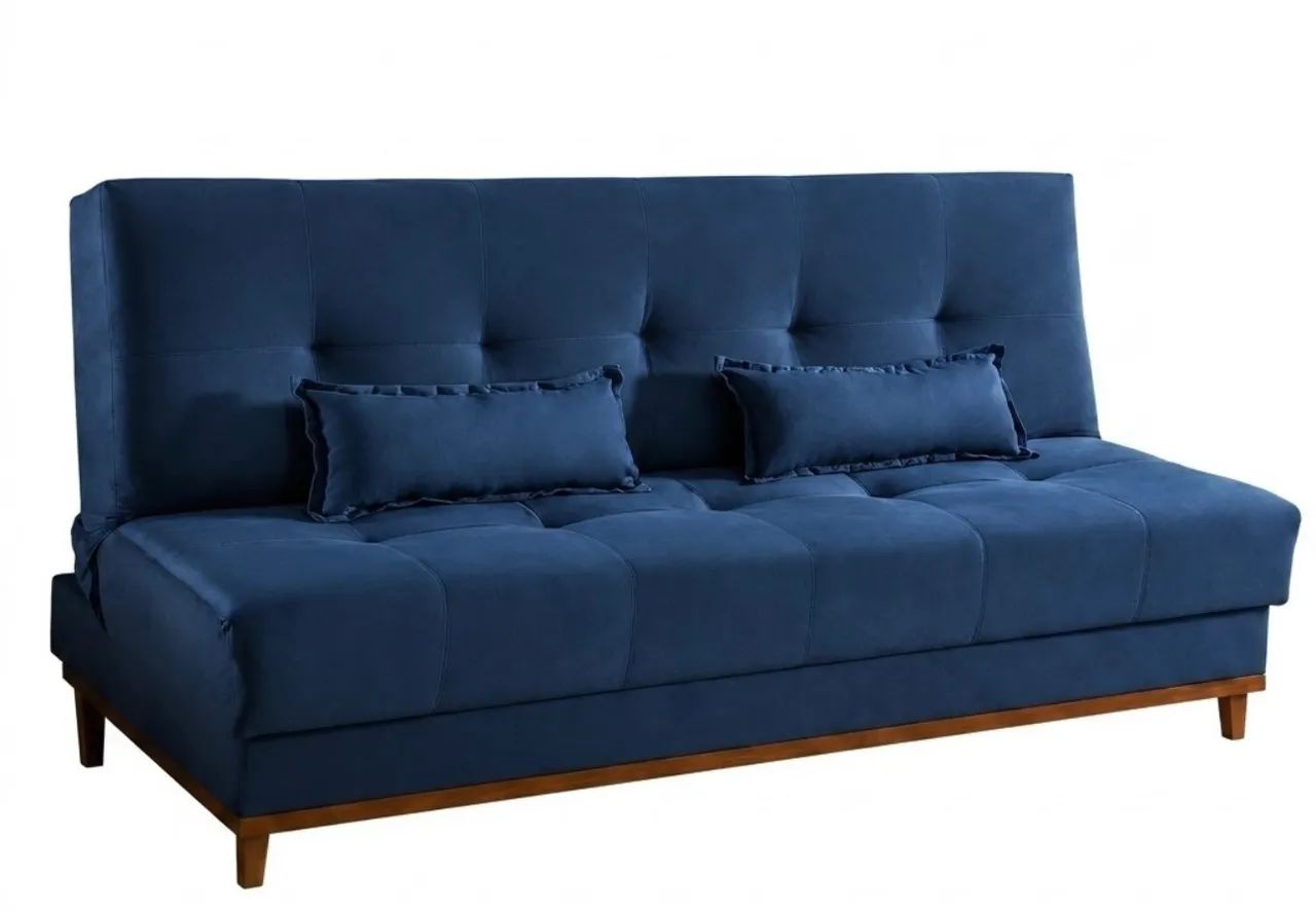 Sofá-Cama Catânia 1,88m em Veludo Azul - Foto 2