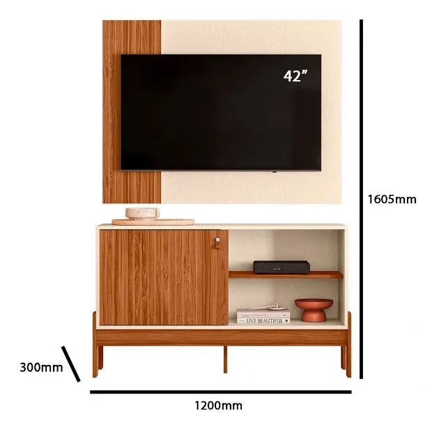 Rack Bancada com Painel para TV até 42 polegadas Wood - Foto 3