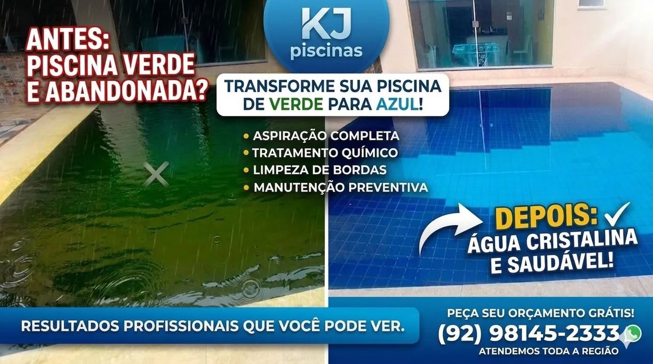 Serviços de manutenção e limpeza de piscinas em gerais.
