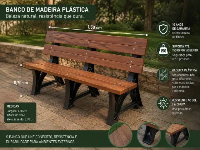 banco de madeira plastica 