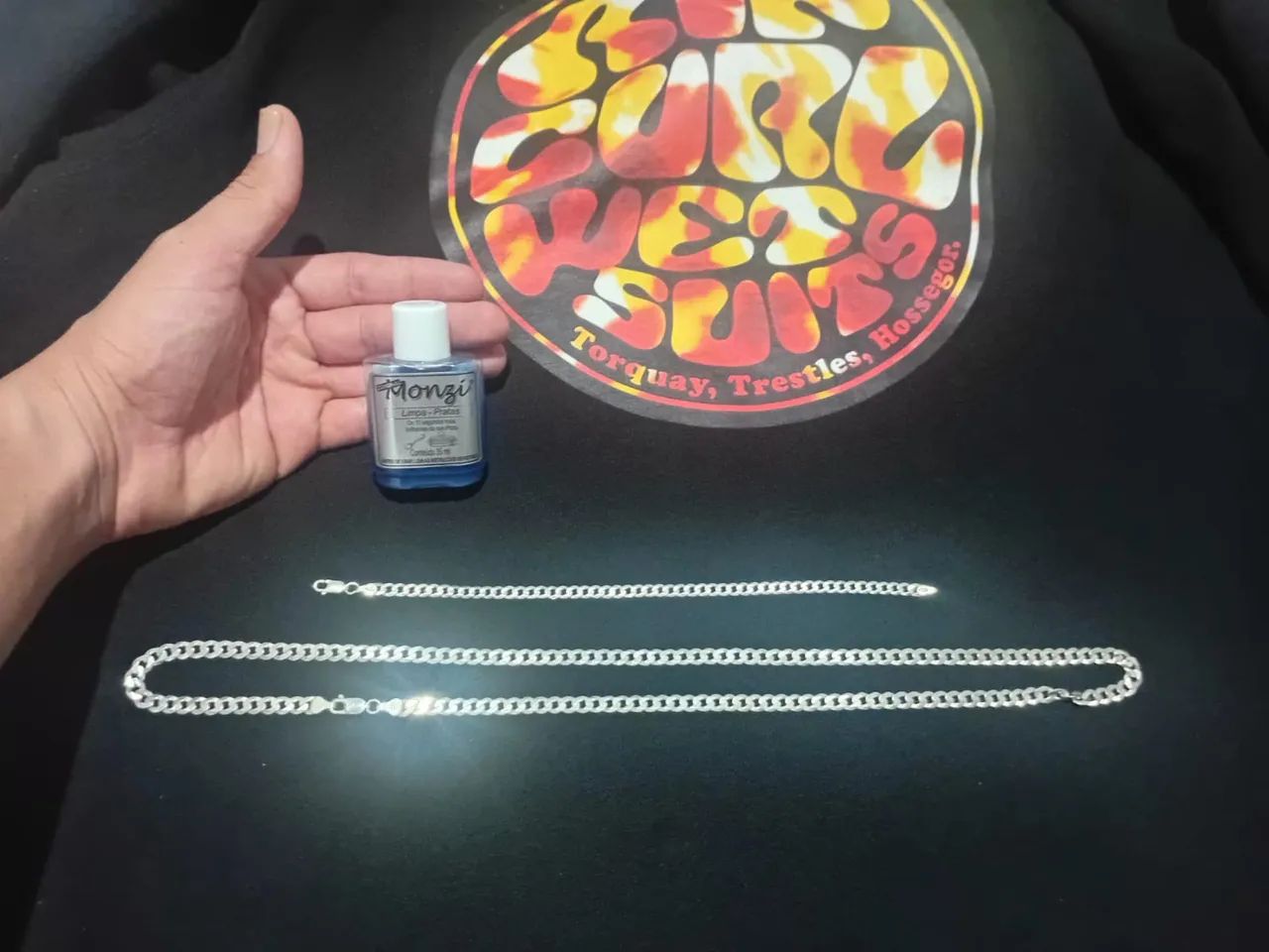 Corrente de prata e pulseira de prata  - Foto 2