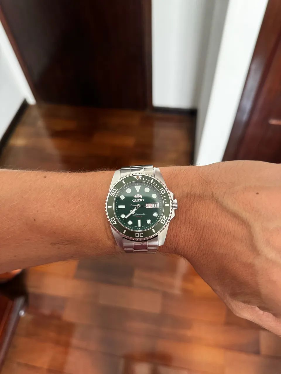 Relógio Orient Automático Submariner Verde F49SS027 E1SX - Aço