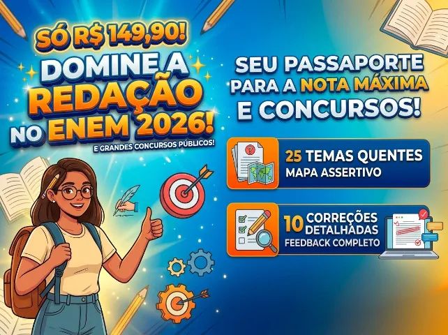 Combo Redação ENEM 2026 e Concursos: 10 Correções + 25 Temas