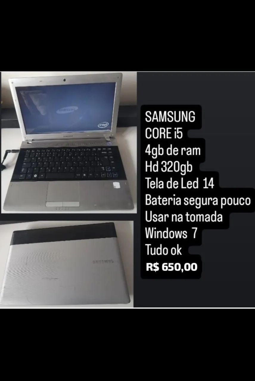 Notebook Samsung Core i5 - Oferta Imperdível R$ 650 + Entrega e Garantia
