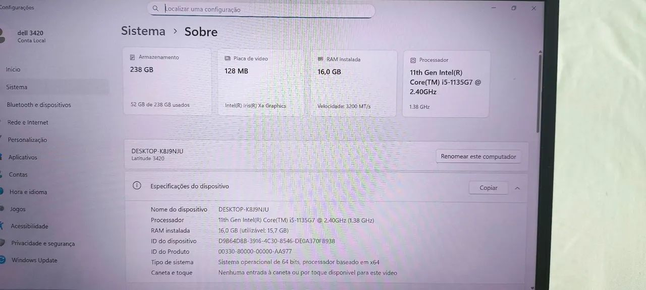 Notebook DELL i5 11a gen SSD 16gb RAM - Foto 4