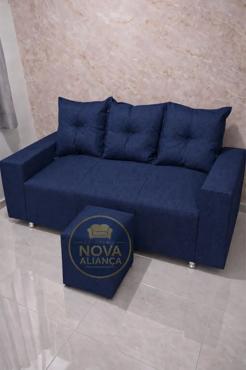 SOFÁ 3 lugares com puff + Entrega grátis 