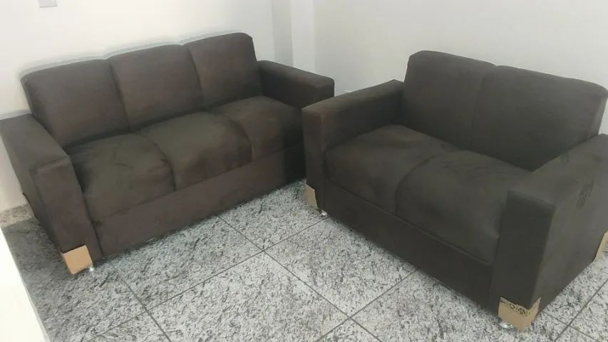 Sofá 2 e 3 assentos Suede macio D33 De alta qualidade Confortável Promoção - Foto 3