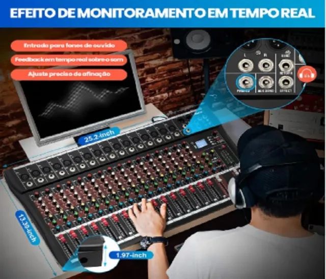 Mixer Analógico Vedo A16 16 Canais Bluetooth - Foto 2