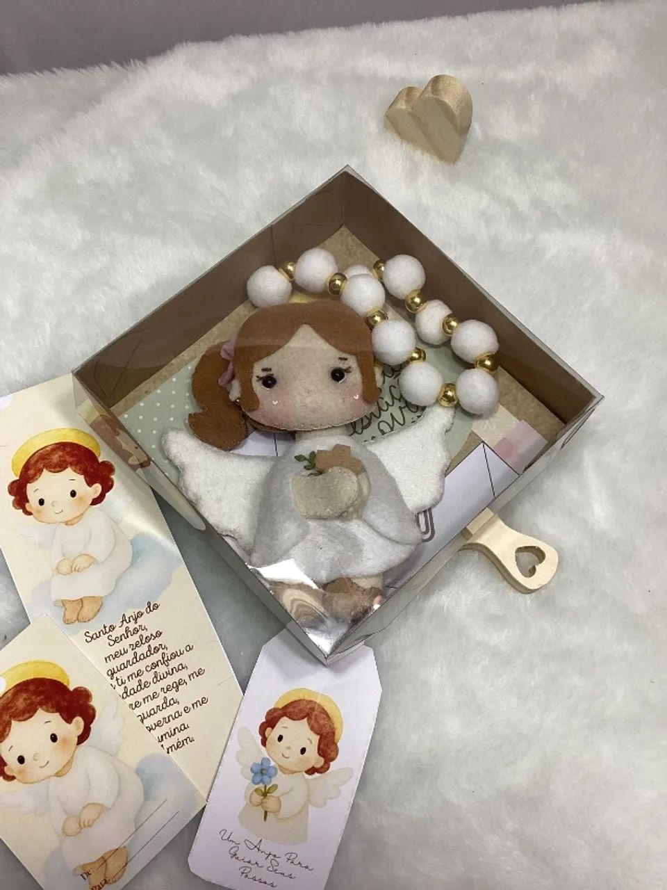 Mini Terço de Anjinha em Feltro - Personalizado - Foto 2