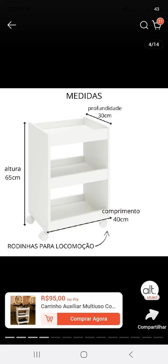 Carrinho Auxiliar Novo - Foto 3