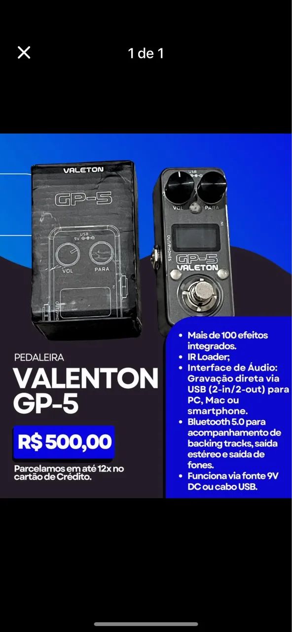 Pedaleira Guitarra Valeton GP-5