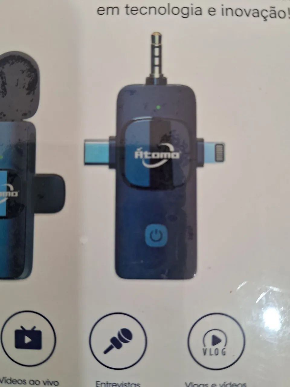 Microfone sem Fio Átomo MO-F14 para Iphone e Tipo C - Foto 2