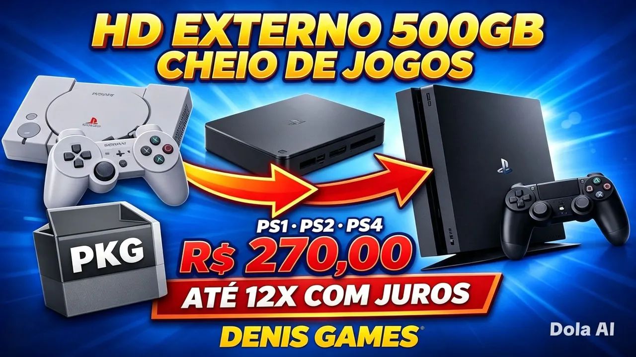 Hd externo 500gbs com jogos ps1 e ps2 e ps4 seu ps4 destravado todos jogos pkg