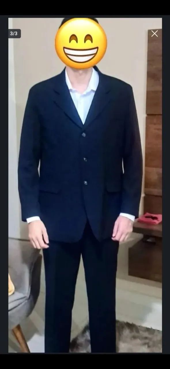 Terno/blazer preto com gravata listrada. - Foto 3