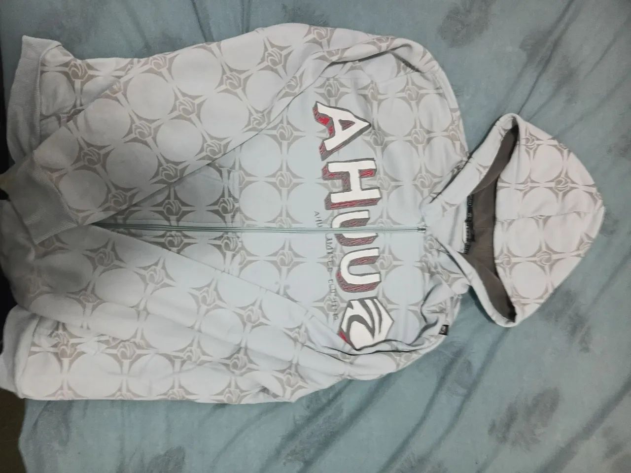 Moletom de zíper com estampas azul