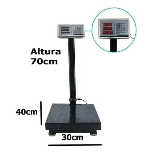Balança de plataforma digital com mastro, 200kg e 30x40cm Nova - Foto 4