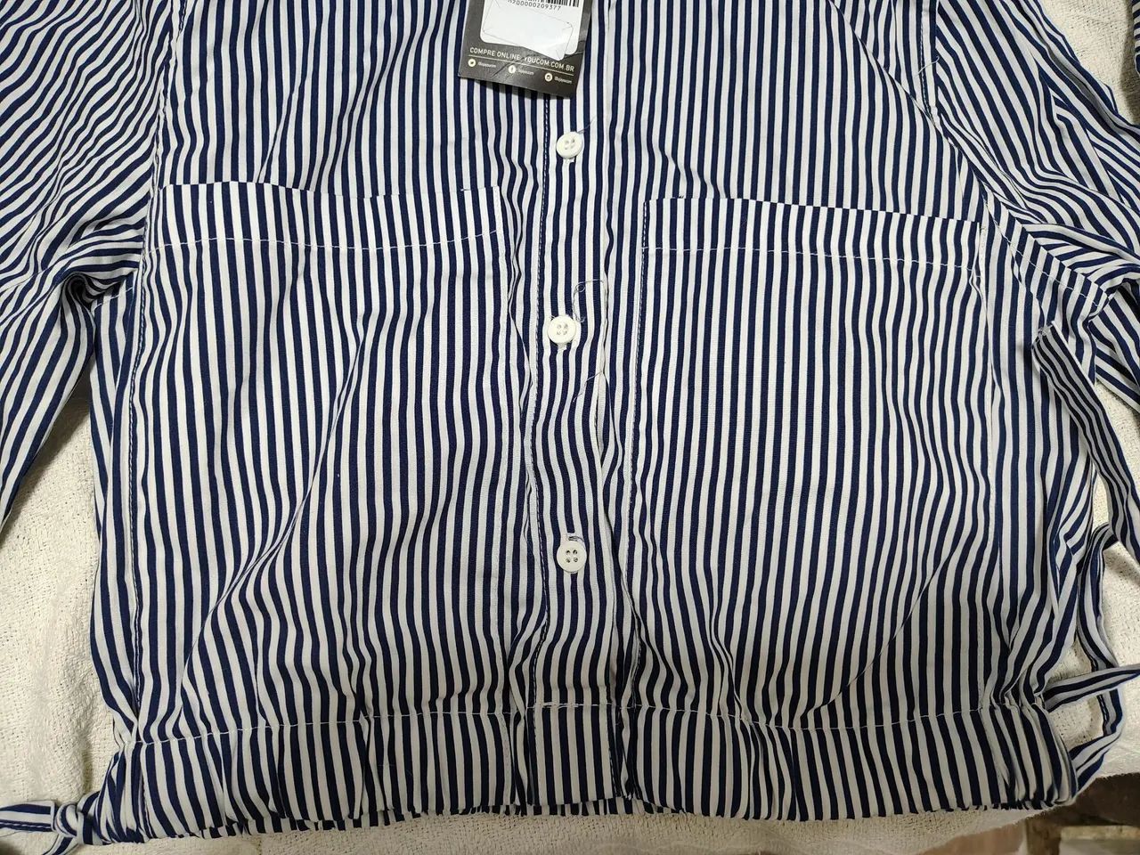 camisa cropped listrada com elástico - YOUCOM - Foto 4