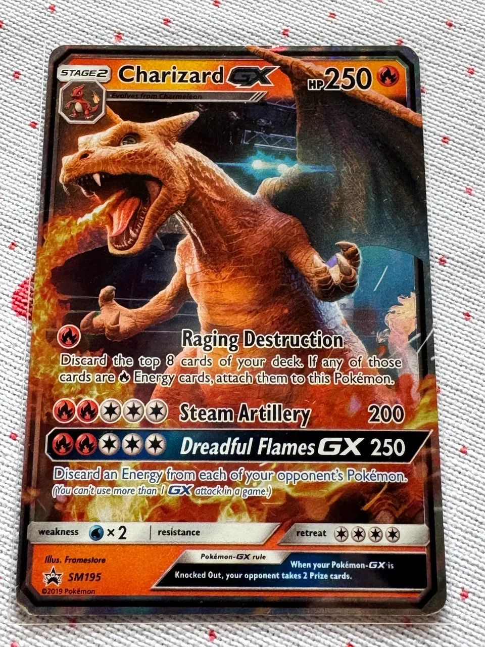 CARTA POKÉMON- CHARIZARD GX Sm 195 - ORIGINAL/INGLÊS