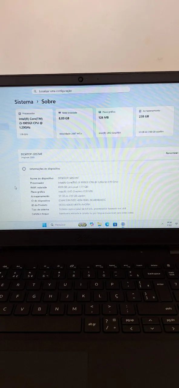 Notebook Dell (i3 10 geração 8gb ssd 256gb) NOVINHO - Foto 3