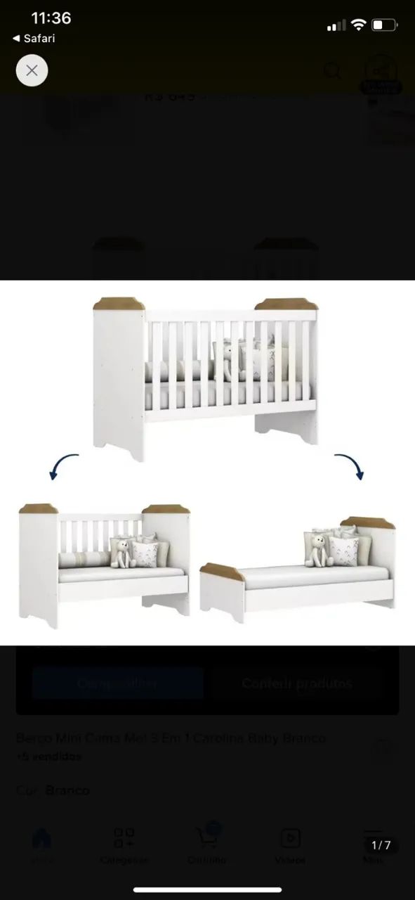 berço completo vira mini cama da marca grão de gente