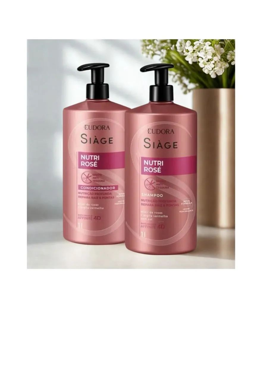 Kit Shampoo e Condicionador Eudora Siàge Nutri Rosé 1L - Foto 2