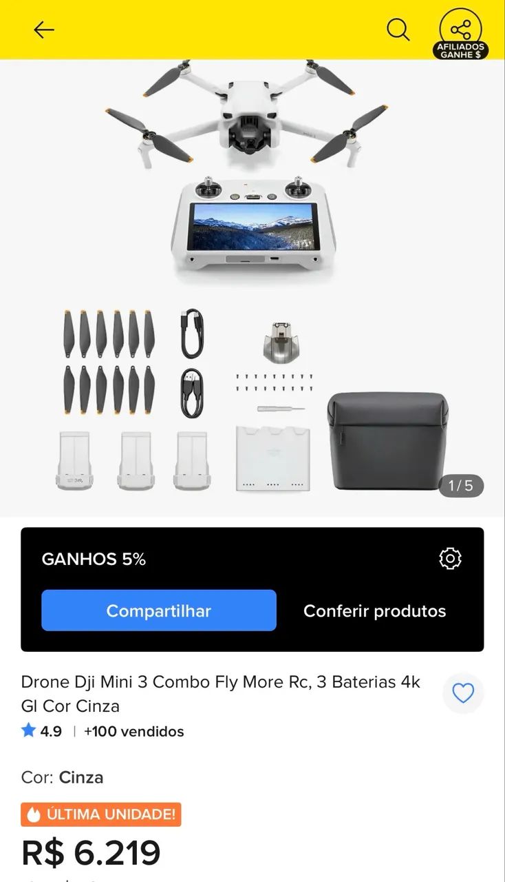 Drone Dji mini 3 Combo - 3 Baterias - Controle com Tela - Foto 2