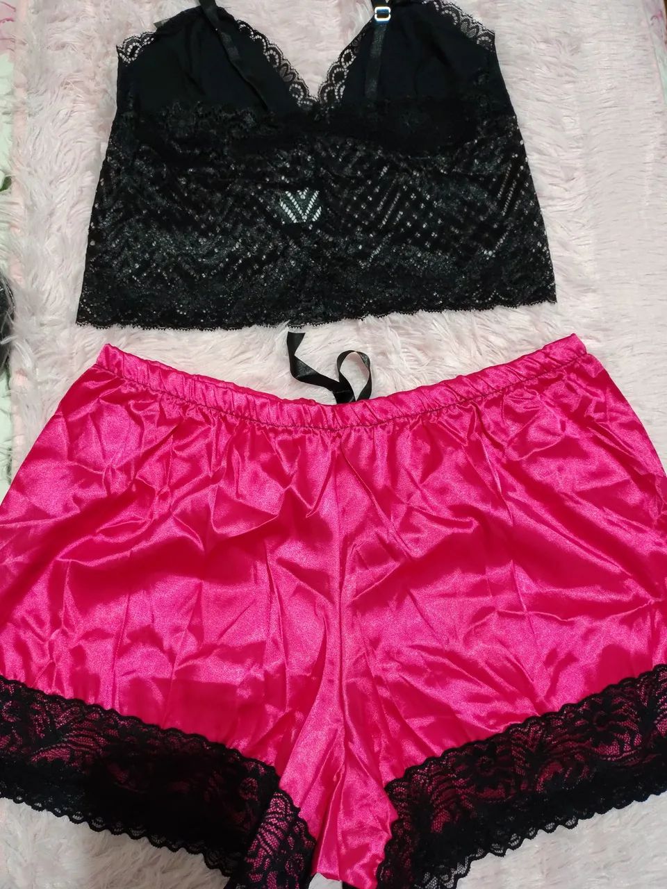 Baby Doll Cetim e renda Tam 50  - Foto 2