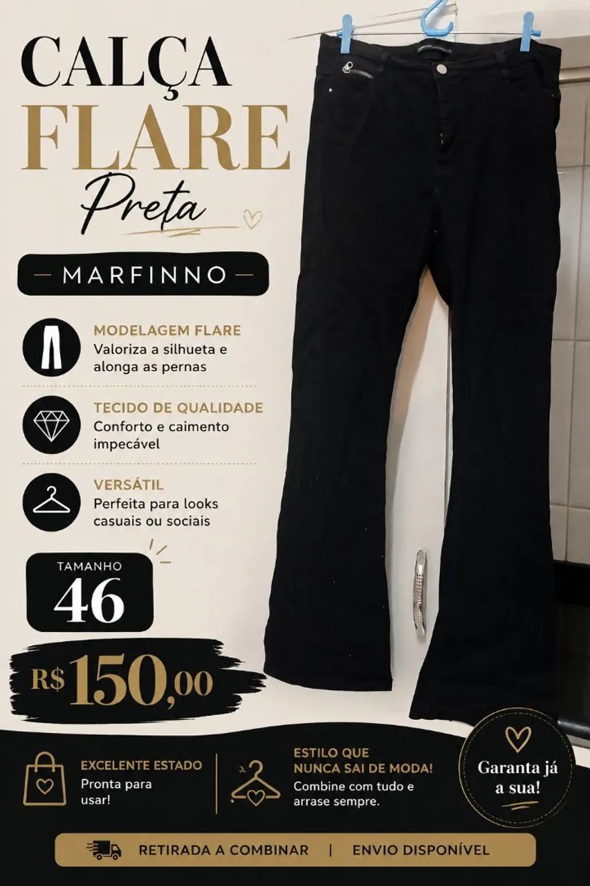 Calça preta flare