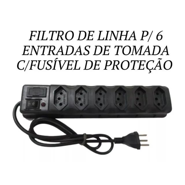 Filtro De Linha Régua 6 Tomadas Tripolar Com Fusível Bivolt - Foto 3