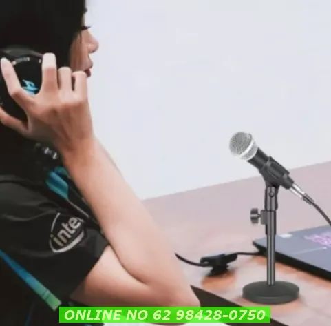 Kit Microfone Profissional Com Fio + Suporte Tripé Pedestal cabo 5 mt - Foto 4