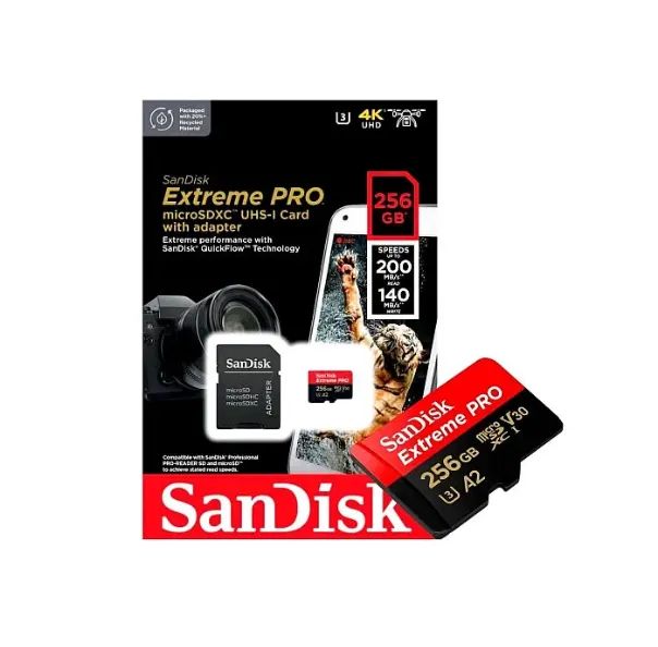 CARTÃO DE MEMORIA 256 GB MICRO SD COM ADAPTADOR SD CLASSE 10 V30 160 MBPS A2 SANDISK EXTRE