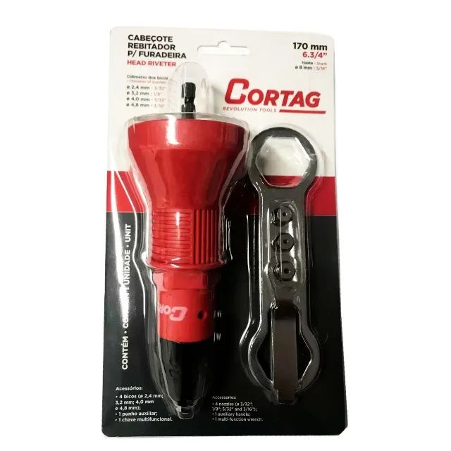 Cabeçote Rebitador Para Furadeira 170mm 6.3/4 Pol Cortag - Foto 4