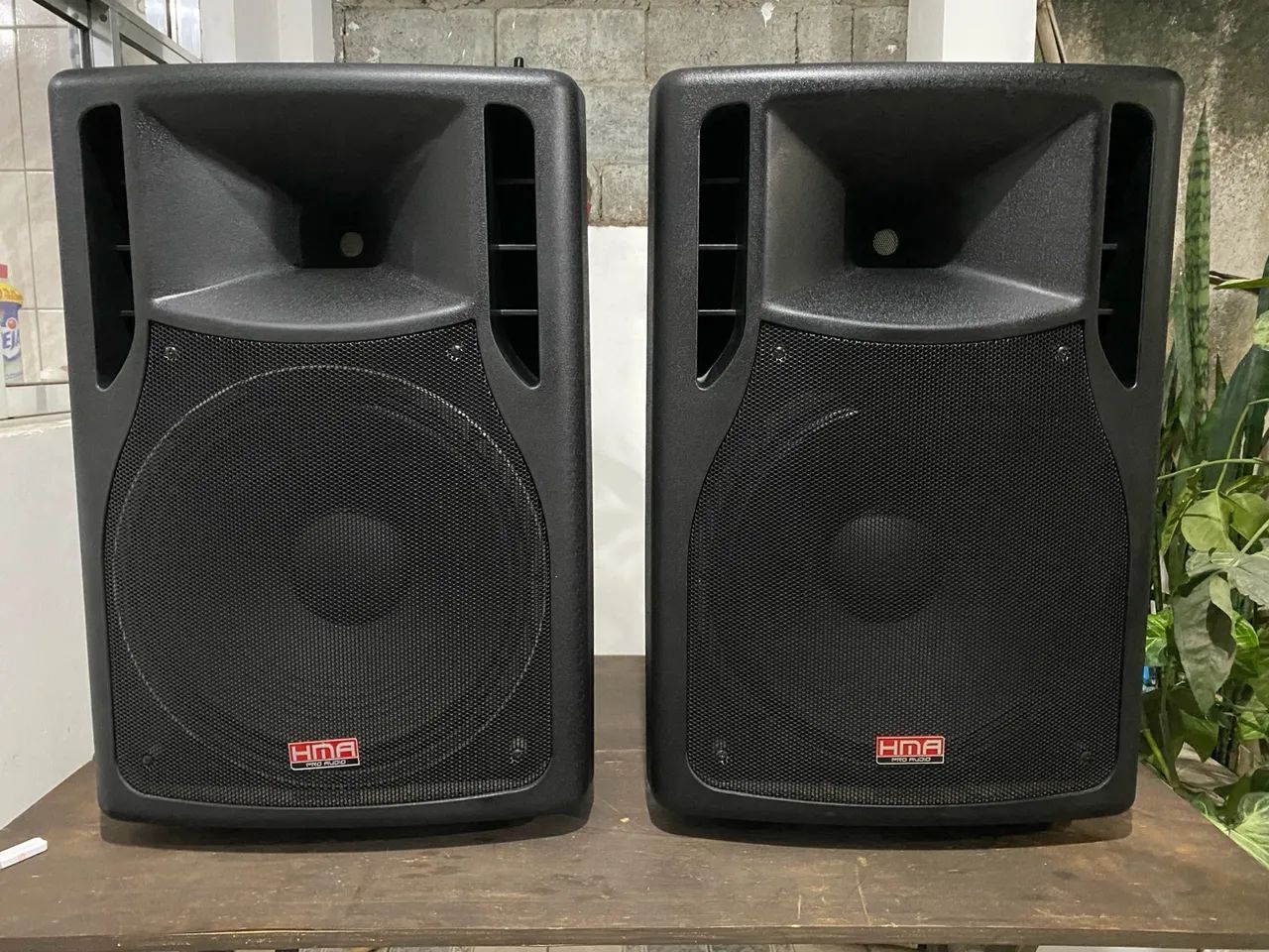 Par de caixas ativa e passiva 15 polegadas