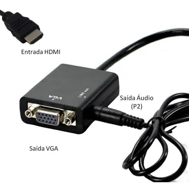 Cabo Adaptador Hdmi Para Vga Com Saida De Audio P2 - Foto 2