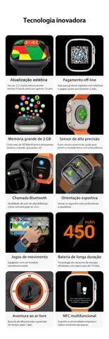 Smartwatch W69 Ultra com Tela Amoled e 2GB de Armazenamento para Músicas - Foto 4