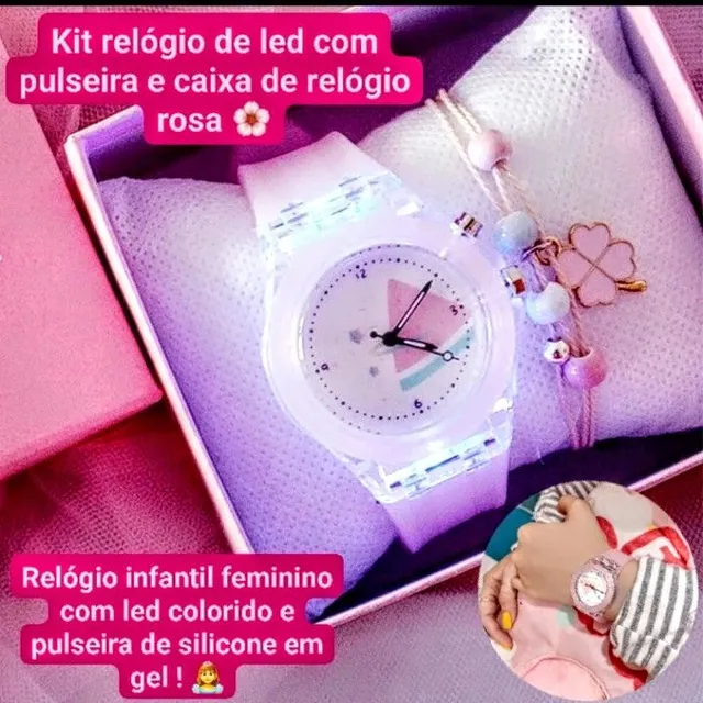 Relógio de Ponteiro Infantil com Pulseira de Silicone