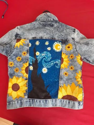 Jaqueta jean Van Gogh customizada