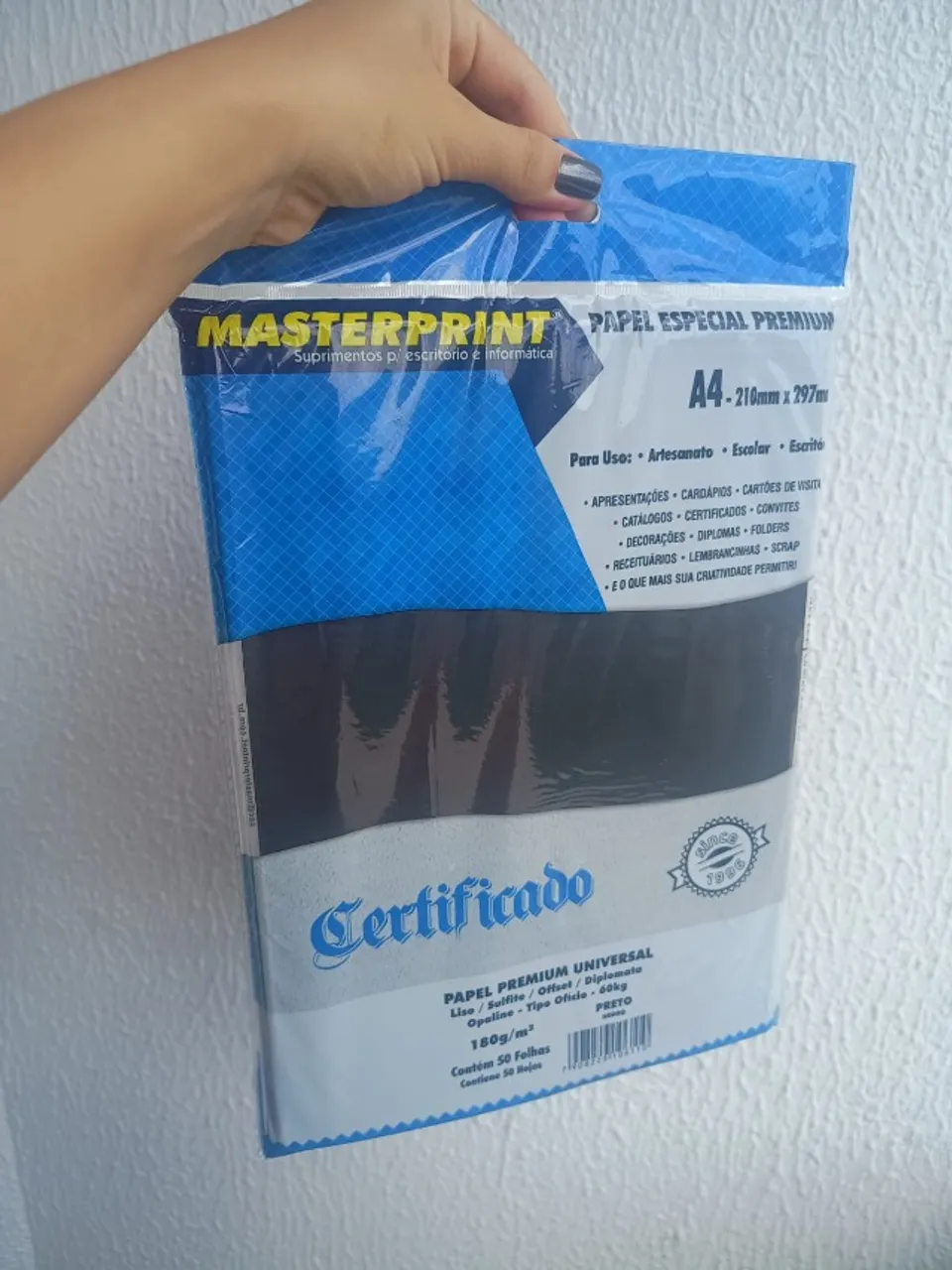 300 folhas - Papel Masterprint 180g Preto
