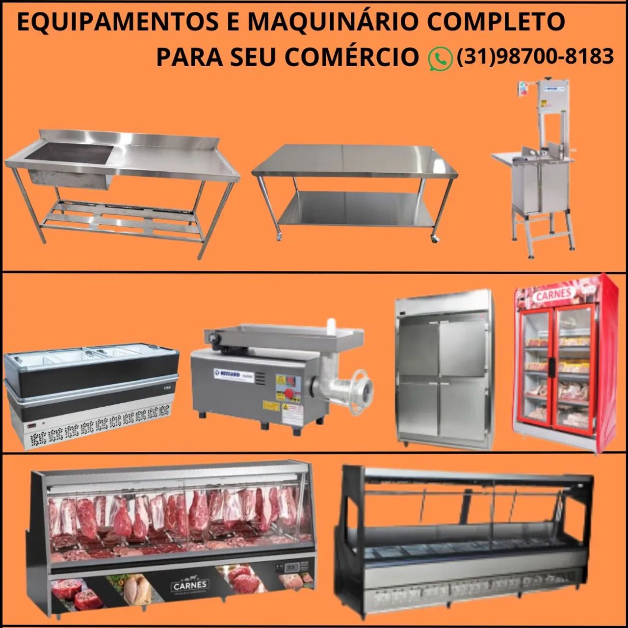 Maquinário Completo para Açougues ( Serra fita/ Balcão de acougue)