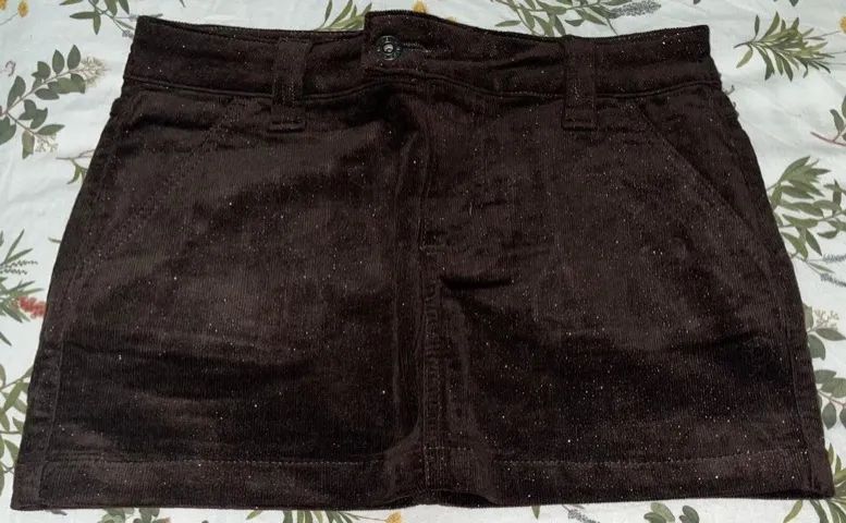 Mini Saia Marrom com glitter