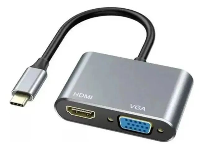 Adaptador Conversor Usb-c Type-c Para Vga E Hdmi Tv E Monit Cinza-escuro - Foto 3