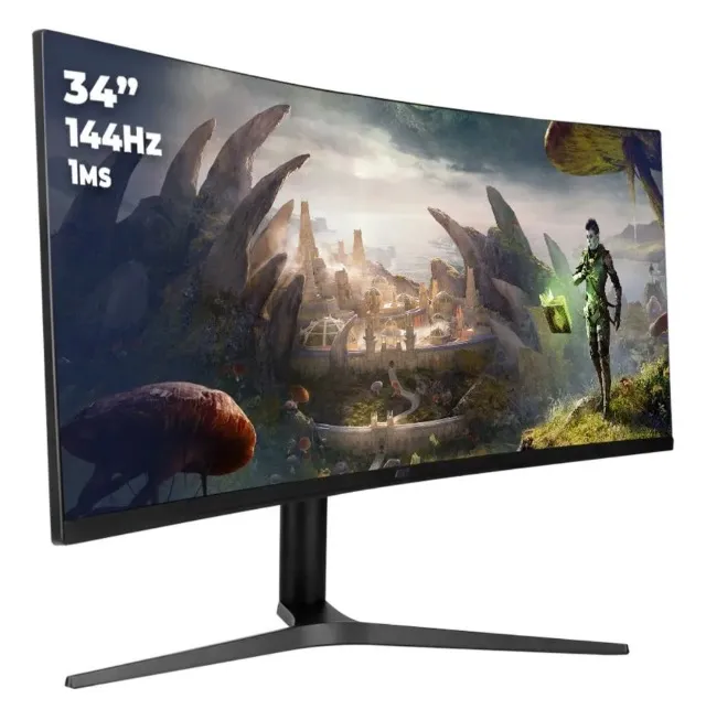Monitor Gamer Tela Curva Ultra Wide Luz Led Colorida 34'' 1ms AITEK DELTA-M3421 cor Preto