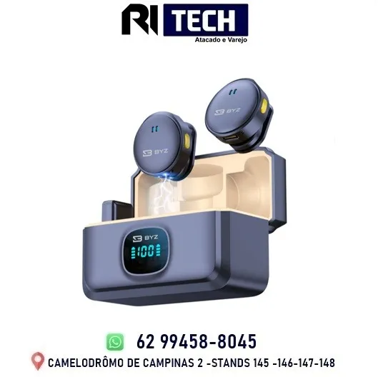 Microfone de Lapela Sem fio Magnético Redução de Ruído Compativel Android Tipo C