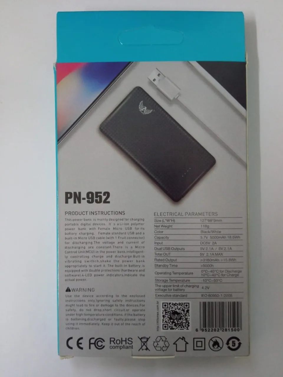 Liquidação: 10 Unidades Power Bank 5000 mAh Novos Cabo Micro USB Ideal Brindes ou Revenda - Foto 2