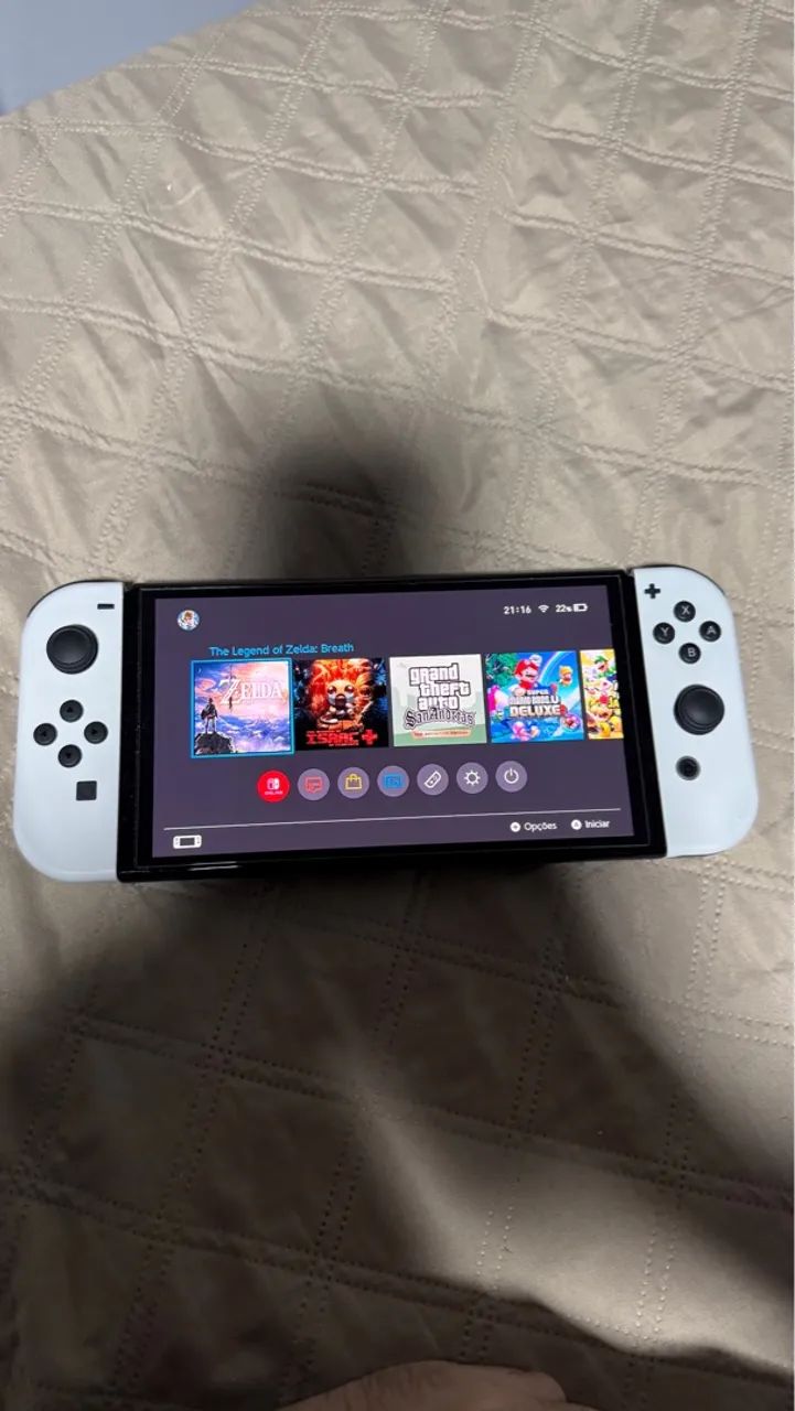 Nintendo Switch OLED Desbloqueado + controle + cartão sd - Foto 3
