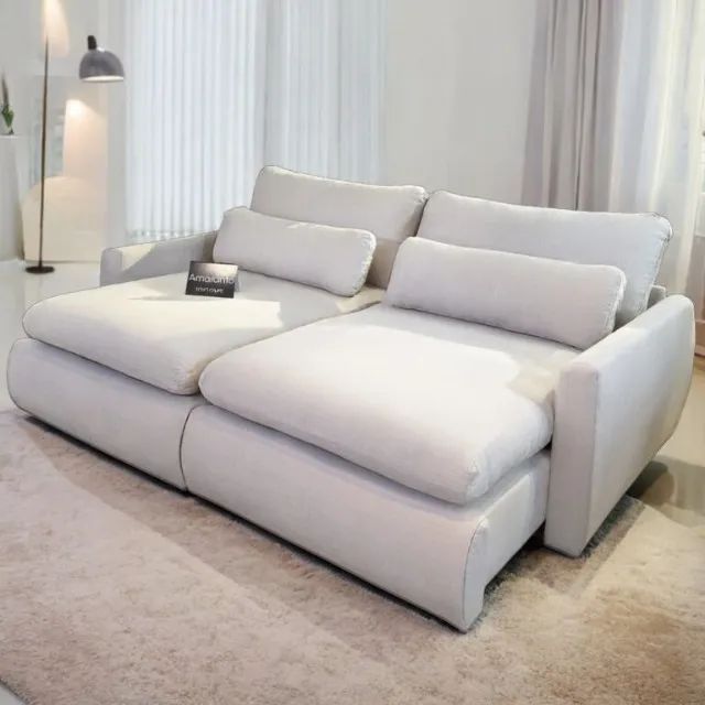 Sofá Cama Retrátil Amaranto 2,10 m Linho/Veludo Sem Caixa 