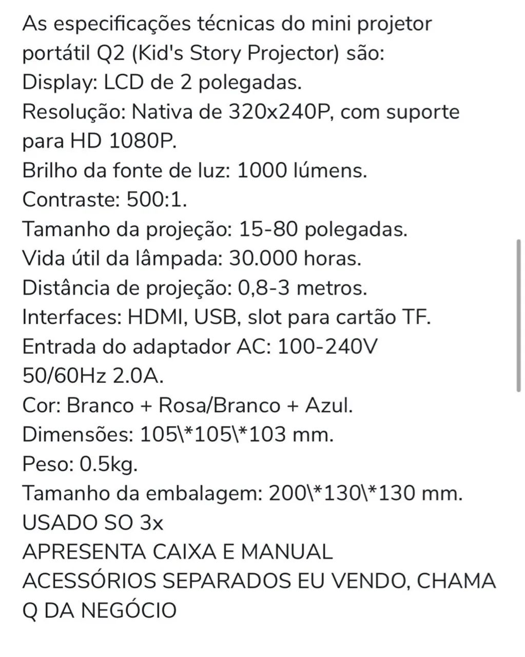 mini projetor portátil kid's story projector" com ajuste de foco - Foto 2