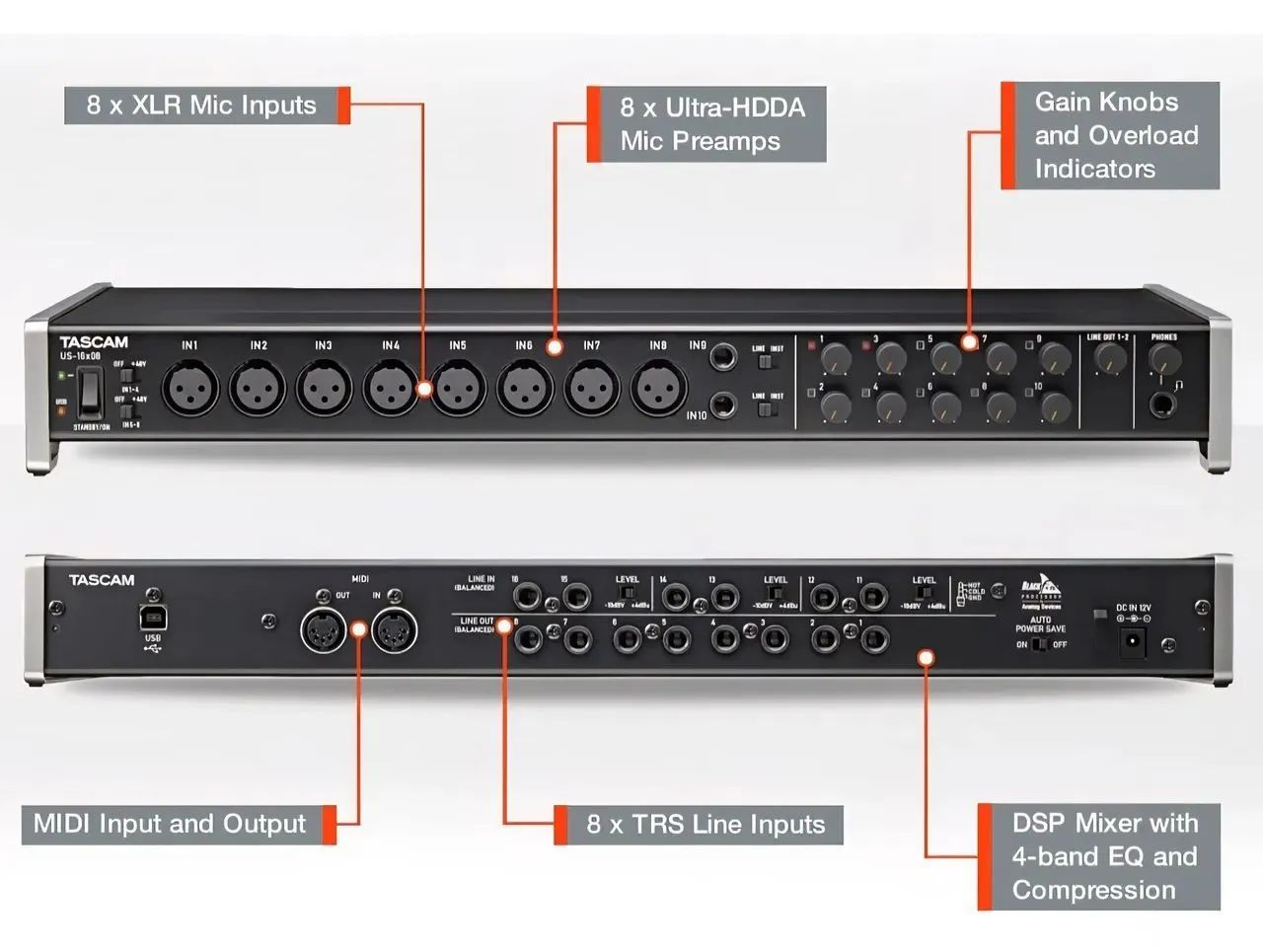 TASCAM 16X08 Interface de Áudio - Equipamentos e Acessórios de Som