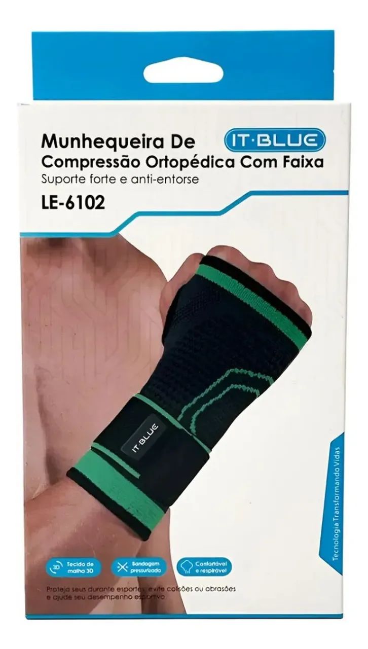 Munhequeira De Compressão Ortopédica Com Faixa Pulso It-blue